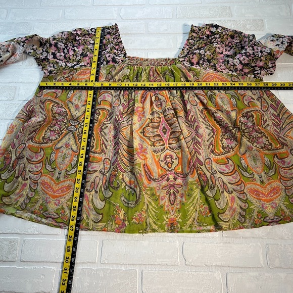 The Pyramid Collection Top 2X Floral Paisley Chiffon Sheer Boho Off Shoulder - Picture 13 of 13